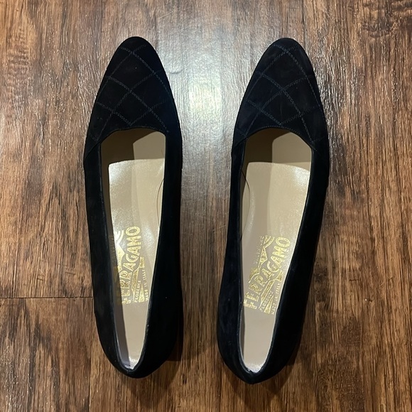 Salvatore ferragamo designer luxury suede quilted heeled loafers flats shoes 9 - Picture 3 of 16
